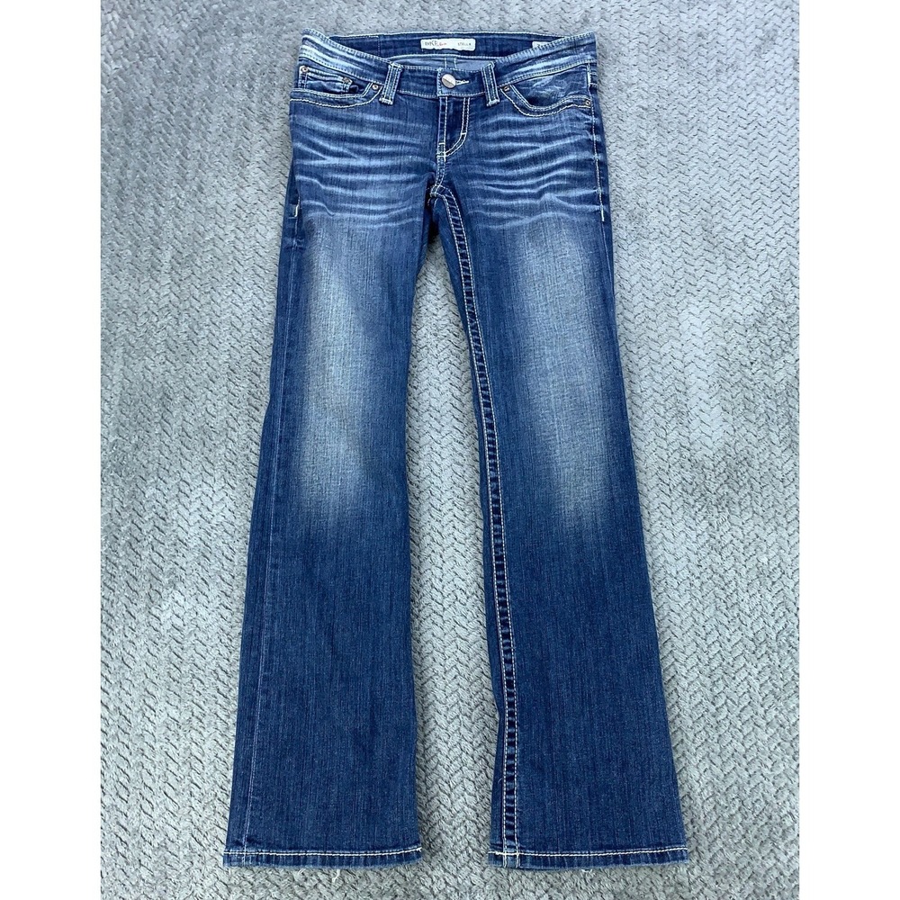 BKE Buckle Stella Jeans Women 26R Blue Stretch Low Rise Bootcut Fade Y2K 30x31
